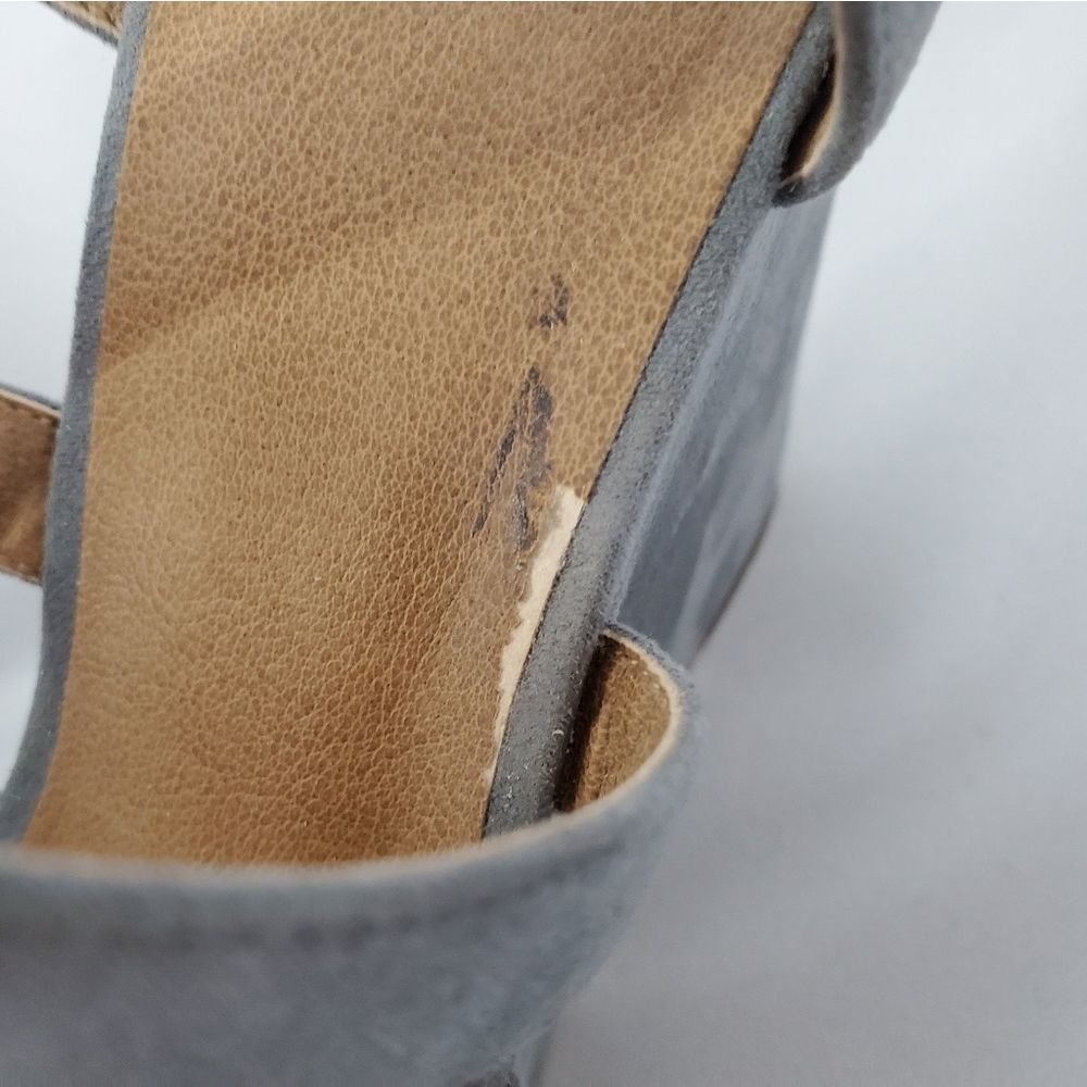 ❤️BRASS PLUM Faux Suede Blue Wedges Size 8M - Picture 7 of 8
